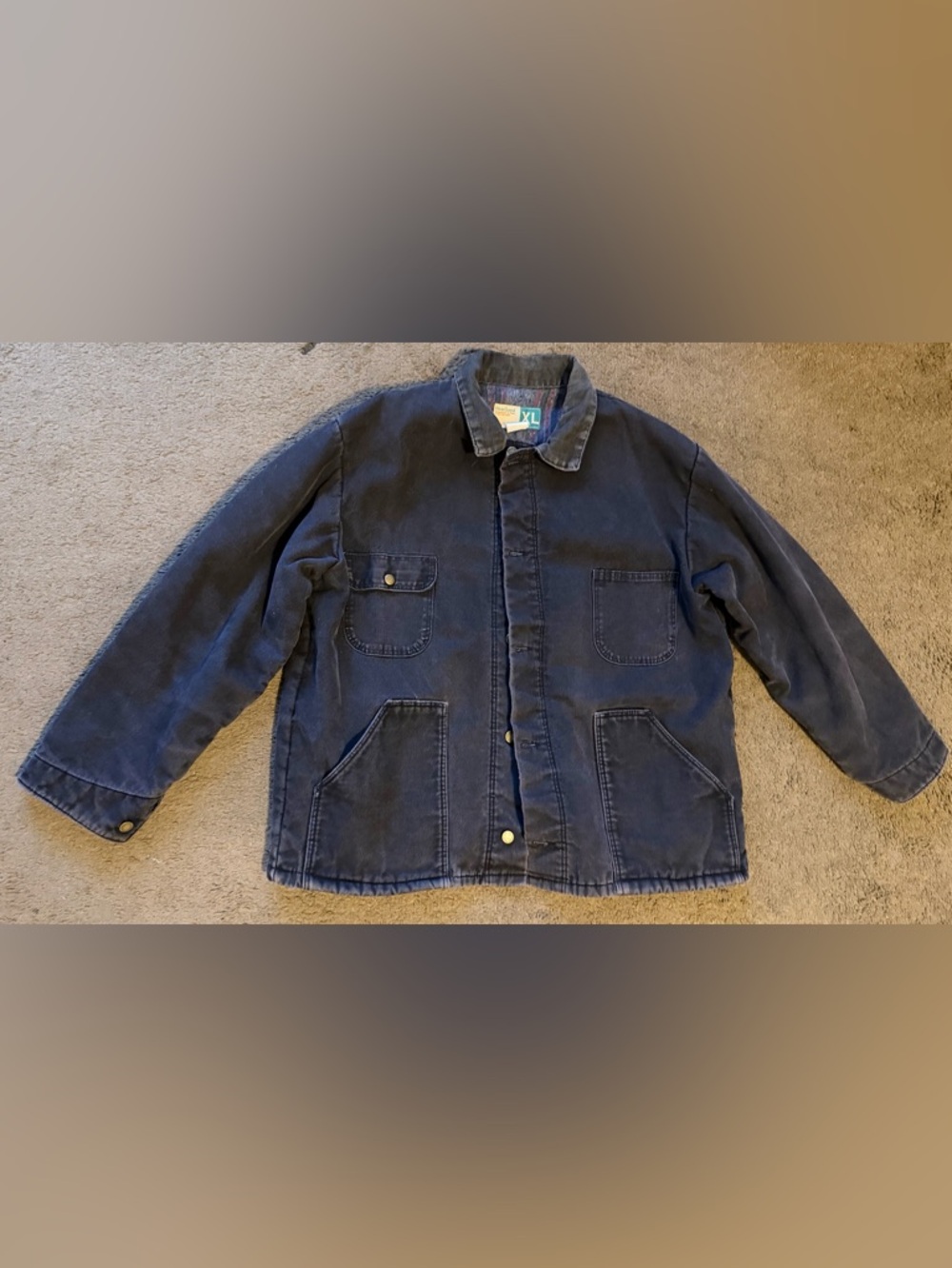 Men’s Vintage Wear Guard Blanket Fleece Lined Denim Work Chore Barn Jacket XL